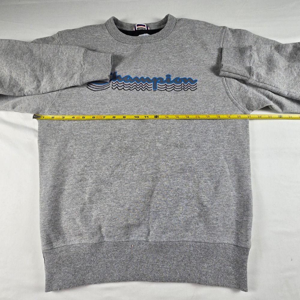 Champion Crewneck Sweatshirt Men's Small Gray Blue Logo Pullover 90s Style Retro - Picture 6 of 8